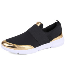 2019 Latest Design Women Plus Size Lycra Shoes Fashion Korean Design Patent Leather Round Toe Lycra Sports Sneakers